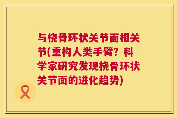 与桡骨环状关节面相关节(重构人类手臂？科学家研究发现桡骨环状关节面的进化趋势)