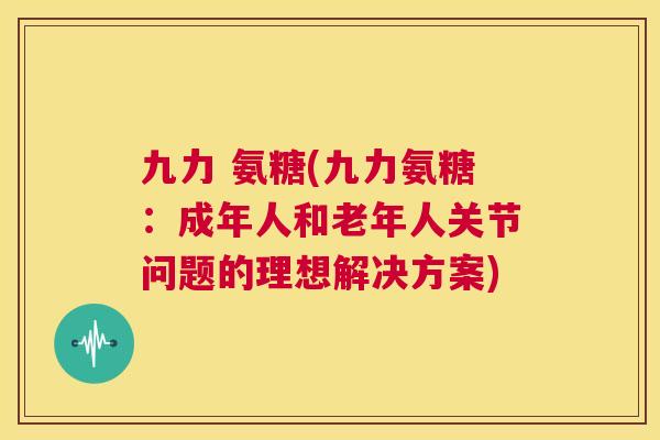 九力 氨糖(九力氨糖：成年人和老年人关节问题的理想解决方案)