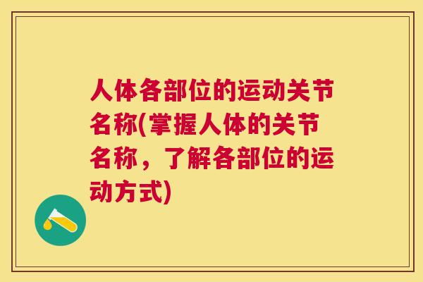 人体各部位的运动关节名称(掌握人体的关节名称,了解各部位的运动方式)