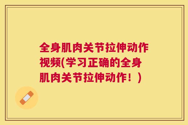 全身肌肉关节拉伸动作视频(学习正确的全身肌肉关节拉伸动作!)
