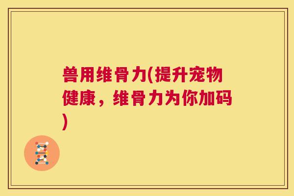 兽用维骨力(提升宠物健康,维骨力为你加码)