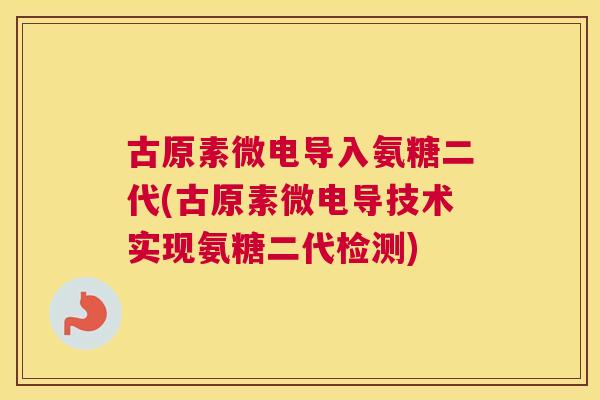 古原素微电导入氨糖二代(古原素微电导技术实现氨糖二代检测)