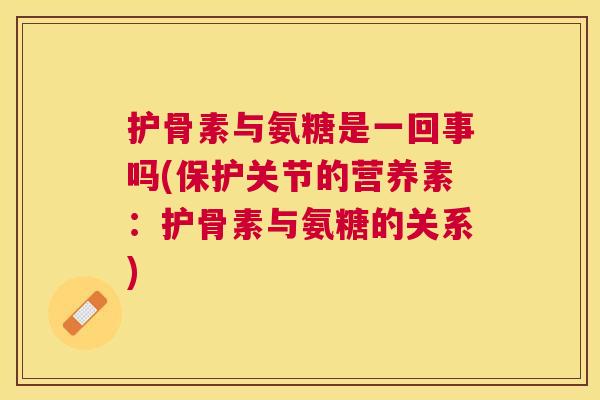 护骨素与氨糖是一回事吗(保护关节的营养素:护骨素与氨糖的关系)