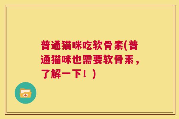 普通猫咪吃软骨素(普通猫咪也需要软骨素,了解一下!)