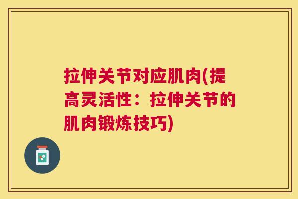拉伸关节对应肌肉(提高灵活性：拉伸关节的肌肉锻炼技巧)