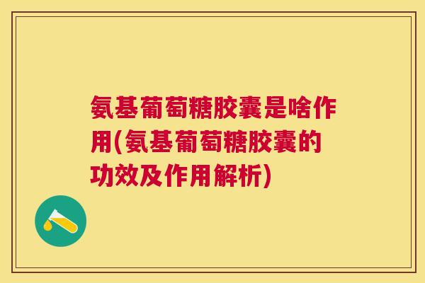 氨基葡萄糖胶囊是啥作用(氨基葡萄糖胶囊的功效及作用解析)