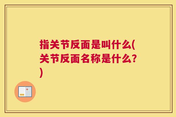 指关节反面是叫什么(关节反面名称是什么？)