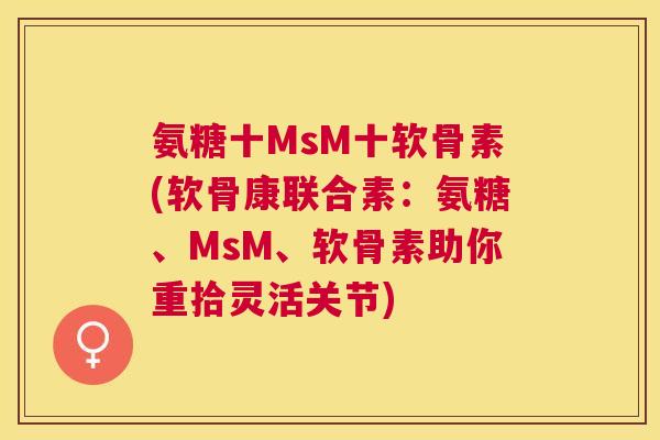 氨糖十MsM十软骨素(软骨康联合素：氨糖、MsM、软骨素助你重拾灵活关节)