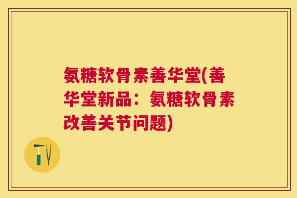 氨糖软骨素善华堂(善华堂新品:氨糖软骨素改善关节问题)
