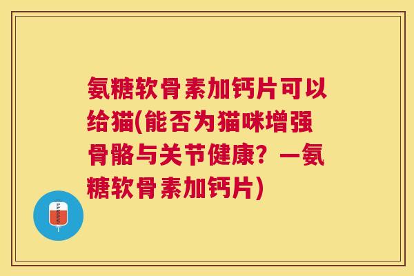 氨糖软骨素加钙片可以给猫(能否为猫咪增强骨骼与关节健康？—氨糖软骨素加钙片)