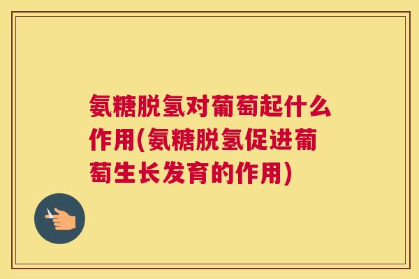 氨糖脱氢对葡萄起什么作用(氨糖脱氢促进葡萄生长发育的作用)