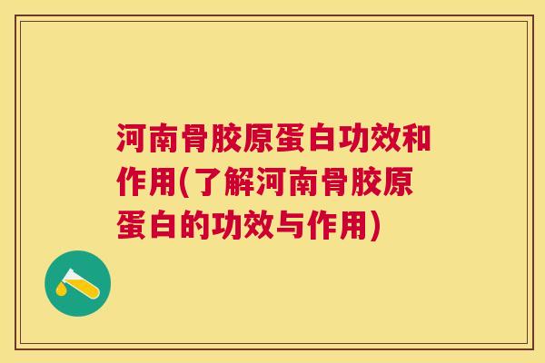 河南骨胶原蛋白功效和作用(了解河南骨胶原蛋白的功效与作用)