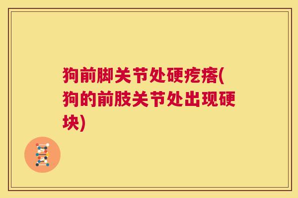 狗前脚关节处硬疙瘩(狗的前肢关节处出现硬块)