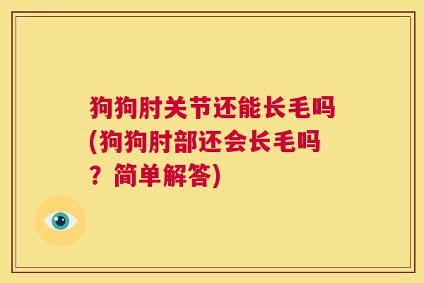 狗狗肘关节还能长毛吗(狗狗肘部还会长毛吗?简单解答)