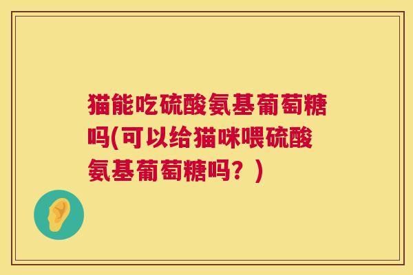 猫能吃硫酸氨基葡萄糖吗(可以给猫咪喂硫酸氨基葡萄糖吗？)