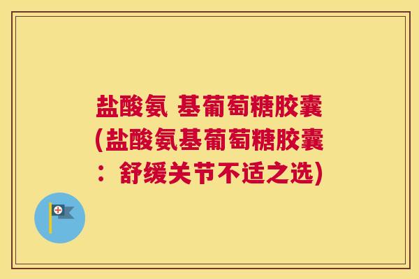 盐酸氨 基葡萄糖胶囊(盐酸氨基葡萄糖胶囊:舒缓关节不适之选) 盐酸氨 基葡萄糖胶囊(盐酸氨基葡萄糖胶囊:舒缓关节不适之选)