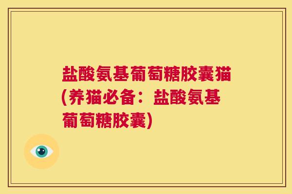 盐酸氨基葡萄糖胶囊猫(养猫必备:盐酸氨基葡萄糖胶囊)