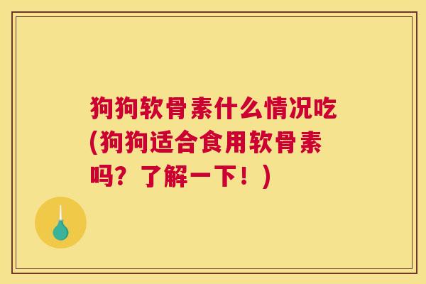 狗狗软骨素什么情况吃(狗狗适合食用软骨素吗?了解一下!)