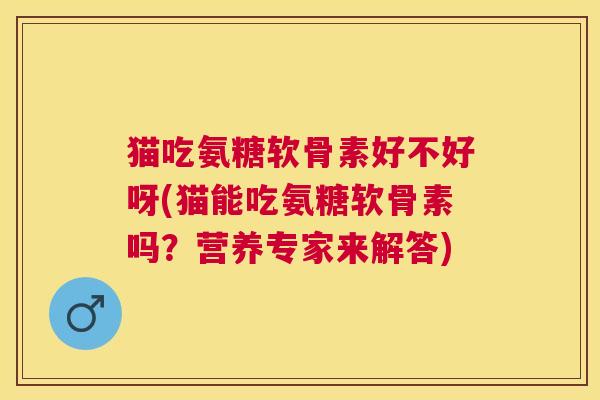 猫吃氨糖软骨素好不好呀(猫能吃氨糖软骨素吗?营养专家来解答)