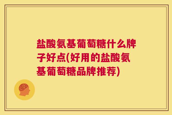 盐酸氨基葡萄糖什么牌子好点(好用的盐酸氨基葡萄糖品牌推荐)