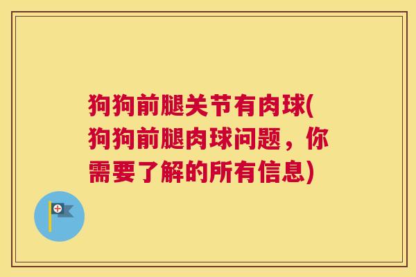 狗狗前腿关节有肉球(狗狗前腿肉球问题,你需要了解的所有信息)
