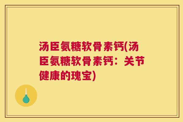 汤臣氨糖软骨素钙(汤臣氨糖软骨素钙:关节健康的瑰宝)