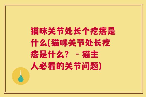 猫咪关节处长个疙瘩是什么(猫咪关节处长疙瘩是什么? - 猫主人必看的关节问题)