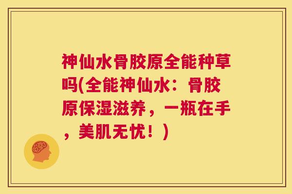 神仙水骨胶原全能种草吗(全能神仙水：骨胶原保湿滋养，一瓶在手，美肌无忧！)