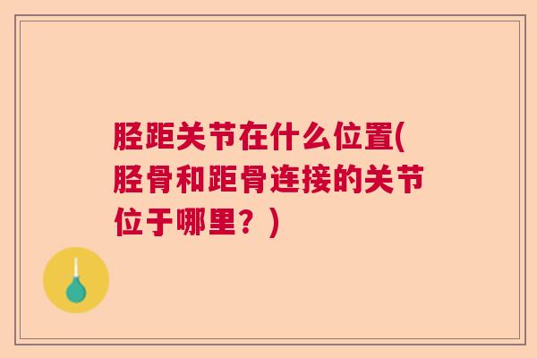 胫距关节在什么位置(胫骨和距骨连接的关节位于哪里?) 胫距关节在什么位置(胫骨和距骨连接的关节位于哪里?)