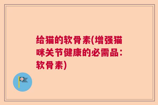 给猫的软骨素(增强猫咪关节健康的必需品:软骨素)