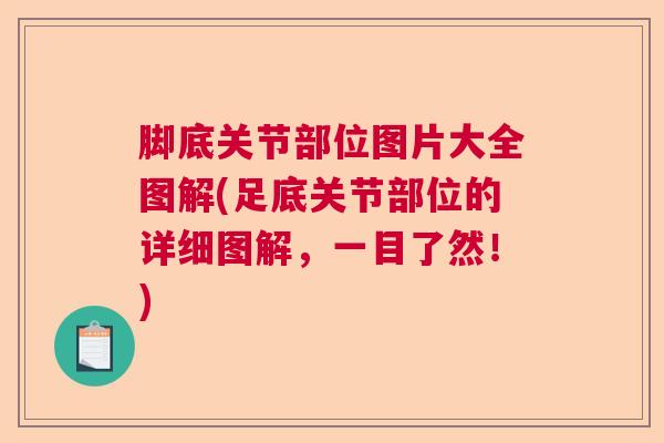 脚底关节部位图片大全图解(足底关节部位的详细图解,一目了然!)