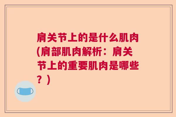 肩关节上的是什么肌肉(肩部肌肉解析：肩关节上的重要肌肉是哪些？)