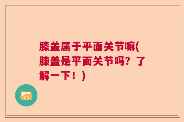膝盖属于平面关节嘛(膝盖是平面关节吗?了解一下!) 膝盖属于平面关节嘛(膝盖是平面关节吗?了解一下!)