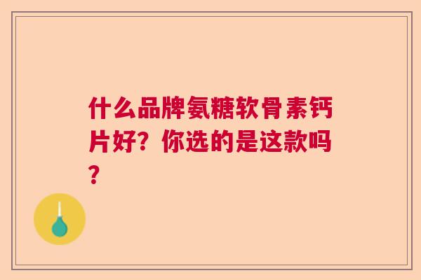 什么品牌氨糖软骨素钙片好?你选的是这款吗?