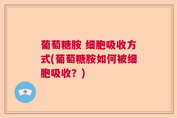 葡萄糖胺 细胞吸收方式(葡萄糖胺如何被细胞吸收？)