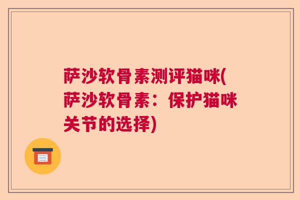 萨沙软骨素测评猫咪(萨沙软骨素：保护猫咪关节的选择)