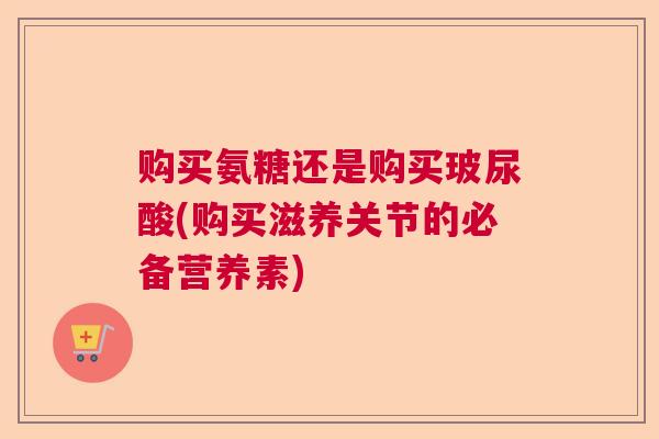 购买氨糖还是购买玻尿酸(购买滋养关节的必备营养素)