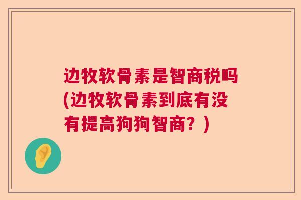 边牧软骨素是智商税吗(边牧软骨素到底有没有提高狗狗智商？)