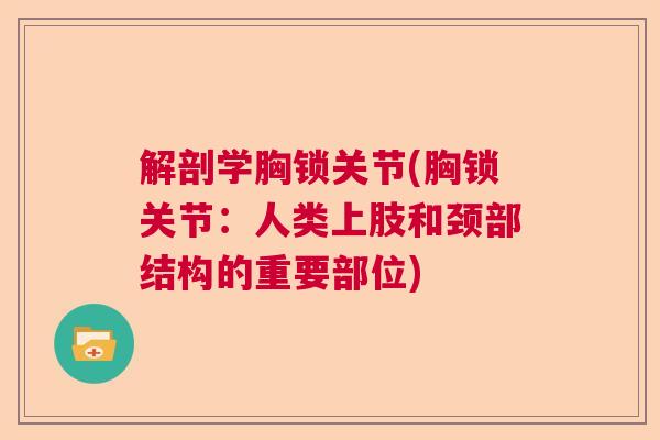 解剖学胸锁关节(胸锁关节:人类上肢和颈部结构的重要部位)