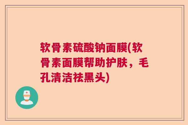 软骨素硫酸钠面膜(软骨素面膜帮助护肤,毛孔清洁祛黑头) 软骨素硫酸钠面膜(软骨素面膜帮助护肤,毛孔清洁祛黑头)