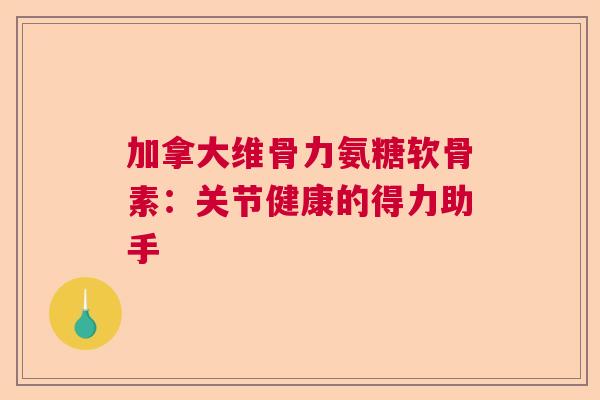 加拿大维骨力氨糖软骨素：关节健康的得力助手