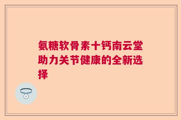 氨糖软骨素十钙南云堂助力关节健康的全新选择