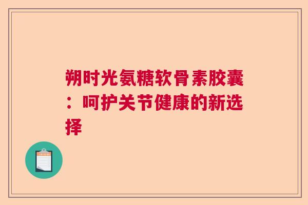 朔时光氨糖软骨素胶囊:呵护关节健康的新选择 朔时光氨糖软骨素胶囊:呵护关节健康的新选择