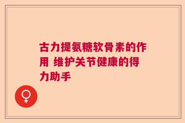 古力提氨糖软骨素的作用 维护关节健康的得力助手