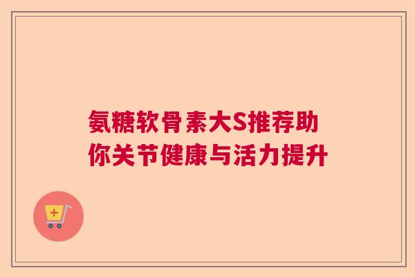 氨糖软骨素大S推荐助你关节健康与活力提升