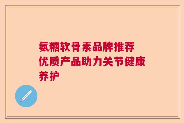 氨糖软骨素品牌推荐 优质产品助力关节健康养护