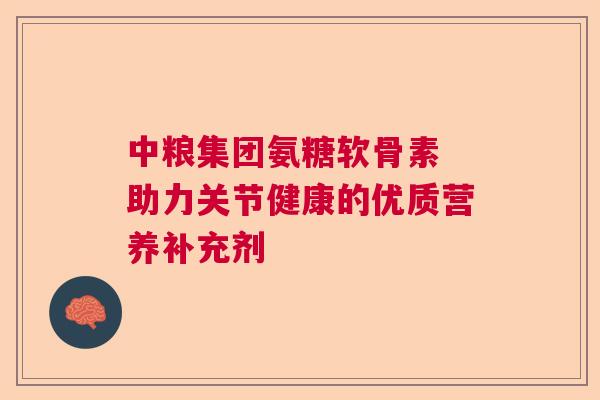 中粮集团氨糖软骨素 助力关节健康的优质营养补充剂 中粮集团氨糖软骨素 助力关节健康的优质营养补充剂