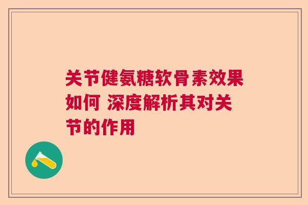 关节健氨糖软骨素效果如何 深度解析其对关节的作用 关节健氨糖软骨素效果如何 深度解析其对关节的作用