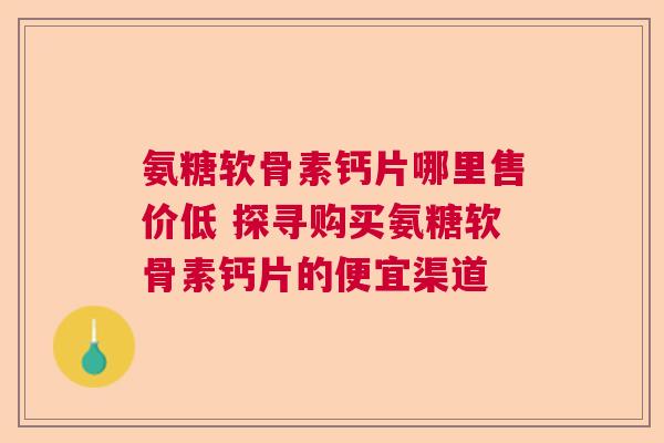 氨糖软骨素钙片哪里售价低 探寻购买氨糖软骨素钙片的便宜渠道
