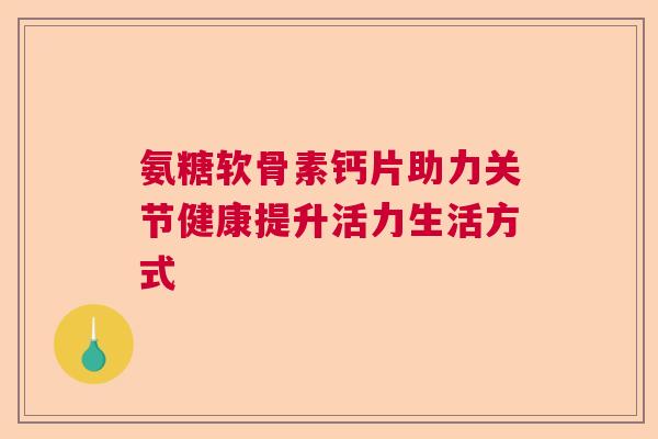 氨糖软骨素钙片助力关节健康提升活力生活方式 氨糖软骨素钙片助力关节健康提升活力生活方式
